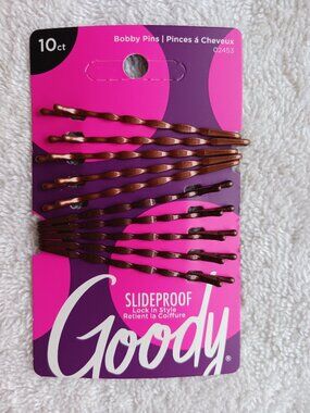 10 Goody Brunette Brown Wavy Bobby Slide Hair Pin Color Colour Collection Pins